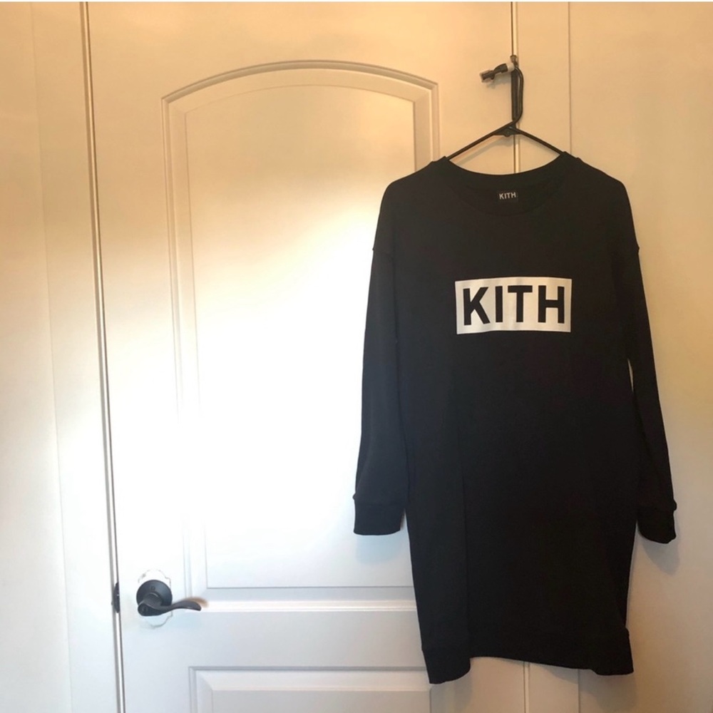 Kith Black Sweatshirt Dress with White Logo
